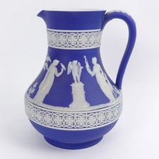 ANTIQUE WEDGWOOD BLUE JASPER WARE CLASSICAL DESIGN WATER JUG C.1920