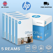 HP OFFICE A4 WHITE COPIER PRINTER PAPER 80GSM BOX OF 2,500 SHEETS / 5 REAMS