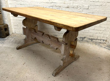 Antique Style Dutch Pine Farmhouse Refectory Kitchen Dining Table (Can Deliver)