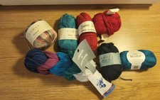 Mixed Lot of Soft and Cotton Yarns 6x Yarn Balls Various Colours for Knitting