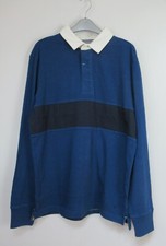 White stuff Mens Mid blue Block stripe rugby polo Top Size S - XL