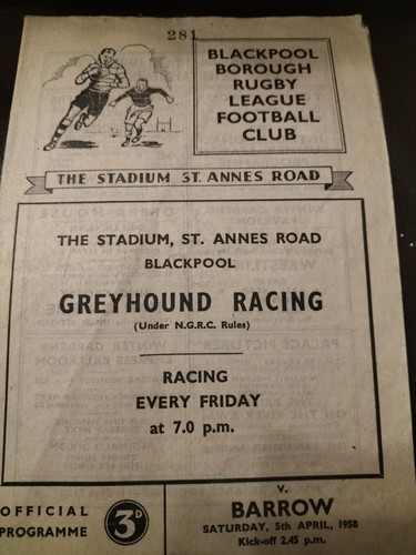 Vintage rugby league programme - vintage,