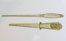 2x Advertising letter opener RCA  HMV nipper dog & Cooked Meats Leeds Antique 
