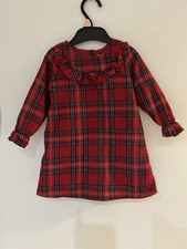 Girls Red Tartan Frill Long