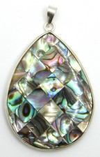 Silver toned teardrop albalone - teardrop,