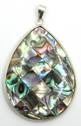 Silver toned teardrop albalone - silver,