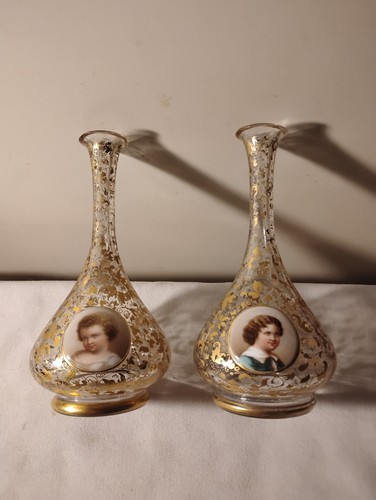 Antique moser portrait vase - moser,