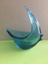 Studio Art Glass,Blue Glass Angel Fish Bowl:Murano Glass,Scandinavian ,Czech