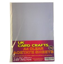 A4 Clear Acetate 240 Micron x 5 Sheets - Thick Transparent Acetate Sheets
