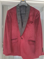 Mens Velvet Dinner Jacket And Black Waistciat 42S