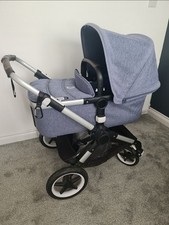 Bugaboo Fox in Melange Blue with buggy liner and footmuff