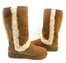 Ugg Sundance Genuine Shearling Waterproof Boot Chestnut 1017511 Excellent Sz 10