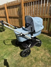 Bugaboo Fox 2 With Limited Edition ‘Track’ Light Blue Fabrics, Carrycot & Seat