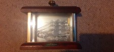 Vintage Art Glass Model of HMS BOUNTY Sailing Ship in Wood & Glass Case Mirror