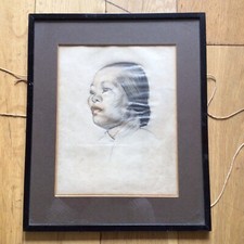 Old Antique Pencil Drawing Of