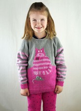 Knitting pattern copy 2497.   Childs cat design sweater.   26-30" chest.