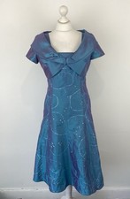 Jorgina Barcelona Wedding Guest Outfit Dress & Bolero Blue Purple Satin Size 10