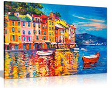 Colourful Oil Painting Boats