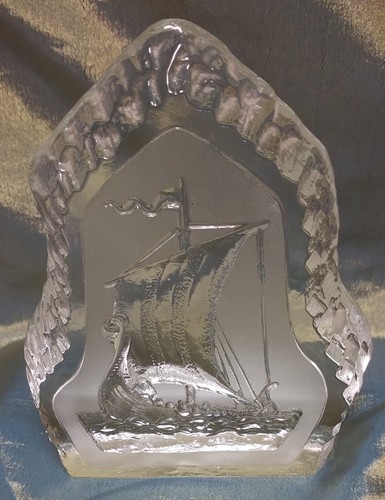 Vintage iceberg etched ship - vintage,