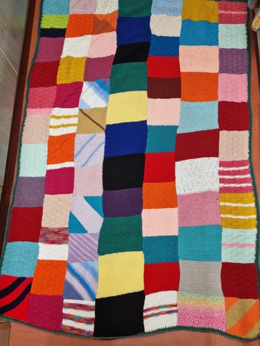 Hand made knitted patchwork - made,