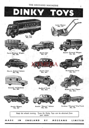 1950s dinky toys - dinky, advert