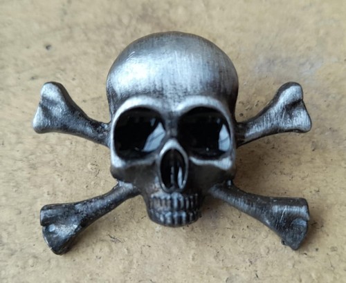 Skull crossbones metal pin - skull,