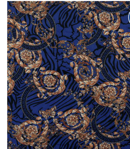 Velvet versace barocco blue - velvet,
