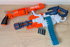 Zuru X Shot Turbo Advance White Blaster Dart Gun + Fortnite NERF Gun + Bullets