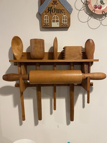 Vintage wooden wall mounted - wooden,