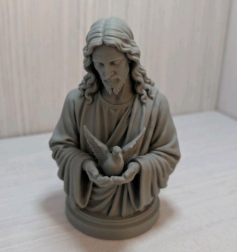 Jesus with dove statue - with,
