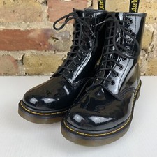Dr Martens Patent Lamper Black 1460W 8 eyelet Boots UK 5 Docs Doc Doctor Martins