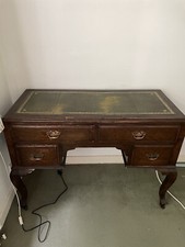 Antique Mahogany Leather Top Desk