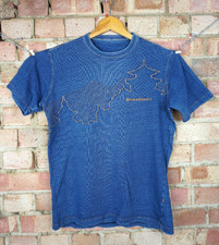 MAHARISHI Denim Indigo Embroidered Japan Temple Navy Blue Shirt Mens Size Small