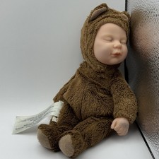 ANNE GEDDES Beanie Plush Sleeping Brown Baby BEAR Soft Toy 9" Doll Ovation
