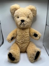 VINTAGE PALE BLOND WOOLLY PLUSH TEDDY BEAR  - 17.5” TALL