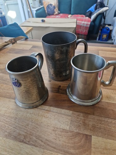 English pewter tankards - 3,