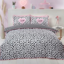 Dalmatian Single Duvet Cover Set Girls Spots & Stripes Two-sided Bedding Black