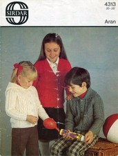 Sirdar 4313 Child Cable Cardigans Jacket Aran 20-28" Vintage Knitting Pattern