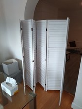 6 Panel White Wooden Folding Room Divider/Screen