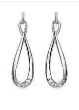 Hot Diamonds Flourish Sterling Silver/Genuine Diamond Earrings- New With Box