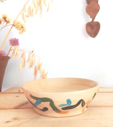 Pottery multicolored bowl