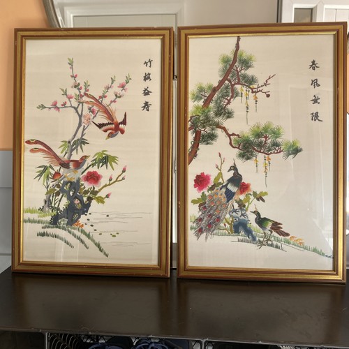 Asian silk embroidery panel - asian,