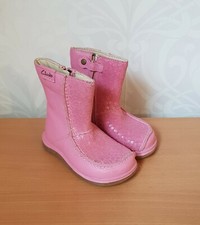 Clarks SNUGGLE UP FST toddler pink leather winter boots 
