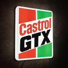 CASTROL GTX ILLUMINATED LED LIGHT BOX WALL SIGN GARAGE VINTAGE AUTOMOBILIA CAR