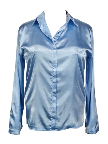 Baby blue glossy satin - , blouse