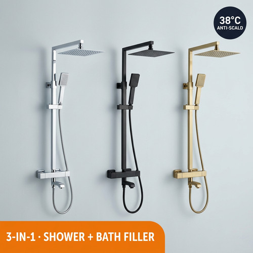 Square thermostatic shower - thermostatic, &