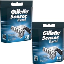 2 x Gillette Sensor Excel Razor Blades For Men Pack of 10 Refill Blades - 216665