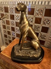 Vintage Heavy Cast Bronze Greyhound Dog Figurine Signed Barrie Statue Ornament