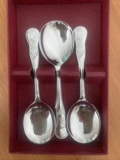 1953 Coronation Silver Gilt Enamel Cased Set of Six Deco Style Spoons