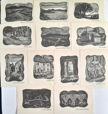 GREENWOOD YORKSHIRE DALES PRINTS of Woodcuts C1952 JOB LOT OF 12